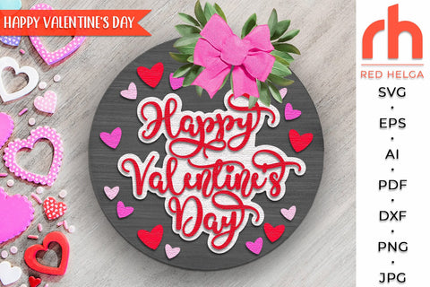 Happy Valentines Day SVG, Layered Door Sign Cut File SVG RedHelgaArt 