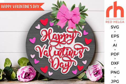 Happy Valentines Day SVG, Layered Door Sign Cut File SVG RedHelgaArt 