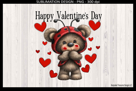 Happy Valentine's Day Teddy Bear Printable Sublimation Png Design Digital Download Sublimation Keepsake Treasures Designs LLC. 