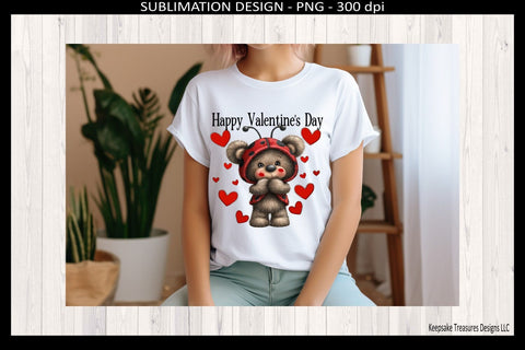 Happy Valentine's Day Teddy Bear Printable Sublimation Png Design Digital Download Sublimation Keepsake Treasures Designs LLC. 