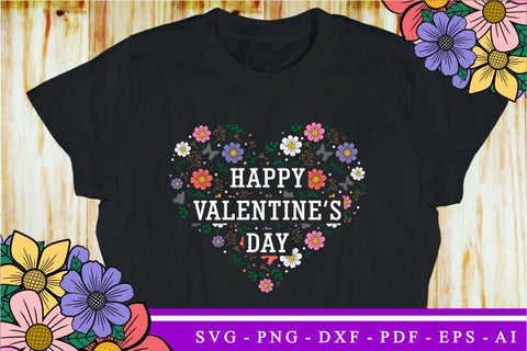 Happy Valentine's Day With Heart Flowers Shape, I Love You SVG, Heart SVG, Heart Split Monogram, Valentines Day T shirt Designs SVG, Valentine Quote SVG, Love SVG, SVG D2PUTRI Designs 