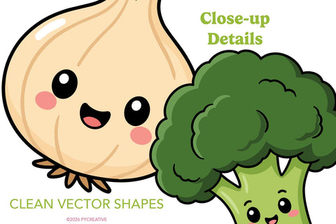 Happy Vegetables Clipart SVG PNG SVG Patty Young Creative 