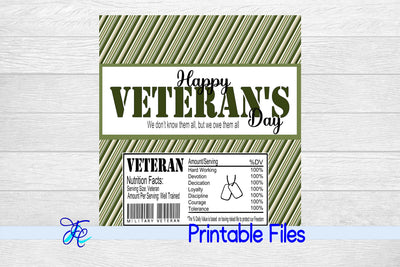 Happy Veteran's Day Candy Bar Wrapper 3D Paper Family Creations 