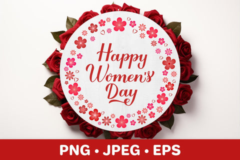 Happy Women’s Day. Red floral wreath sublimation design Sublimation LaBelezoka 