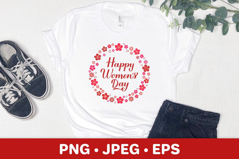 Happy Women’s Day. Red floral wreath sublimation design Sublimation LaBelezoka 