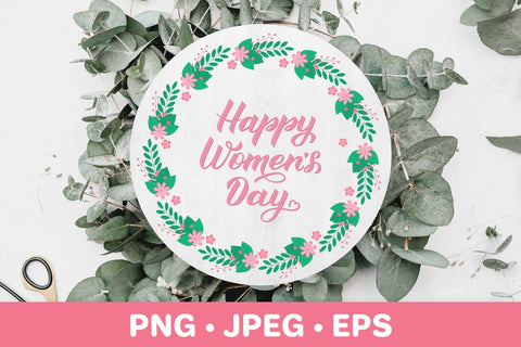 Happy Womens Day round wreath sublimation design Sublimation LaBelezoka 
