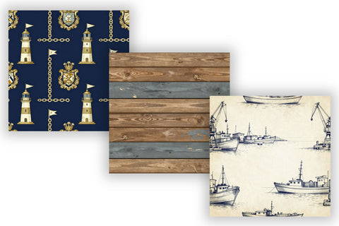 Harbor Digital Paper Pack, Coastal Port Seamless Patterns, Docks, Buoys & Nautical Printable Crafts Digital Pattern FloridPrintables 