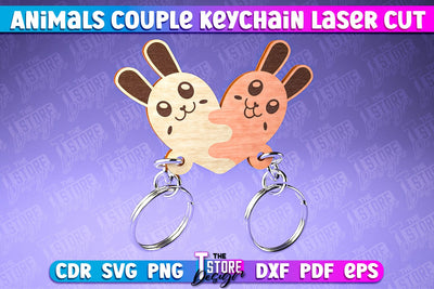 Hare Couple Keychain | Laser Cut SVG Design | CNC Files SVG The T Store Design 