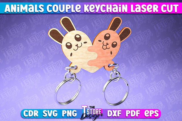 Hare Couple Keychain | Laser Cut SVG Design | CNC Files SVG The T Store Design 