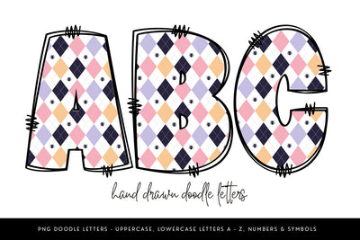 Harlequin Spider Halloween Doodle Letters Sublimation BijouBay 