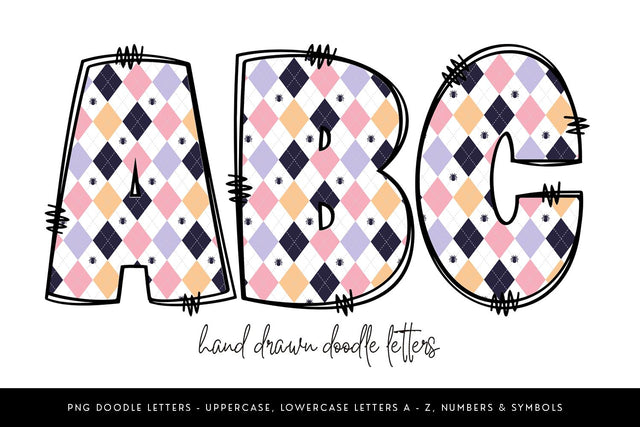 Harlequin Spider Halloween Doodle Letters Sublimation BijouBay 