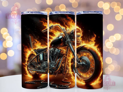 Harley Flames Fire Motorbike 20oz Tumbler Wrap Sublimation Design, Straight Tapered Tumbler Wrap, Motorbike Tumbler Png, Instant Digital Download Sublimation SvggirlplusArt 
