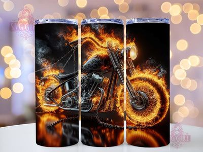 Harley Flames Fire Motorbike 20oz Tumbler Wrap Sublimation Design, Straight Tapered Tumbler Wrap, Motorbike Tumbler Png, Instant Digital Download Sublimation SvggirlplusArt 