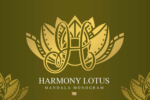 Harmony Lotus Mandala Monogram Font Dm Letter Studio 