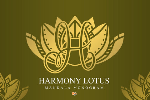 Harmony Lotus Mandala Monogram Font Dm Letter Studio 