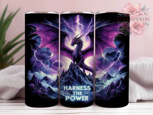 Harness The Power Dragon 20oz Tumbler Wrap, Fantasy Dragon, Mythical Creature Cup, Powerful Dragon Design, Fire-Breathing Beast Wrap, Medieval Fantasy Gift, Sublimation Tumbler Wrap Sublimation Li Zamperini 