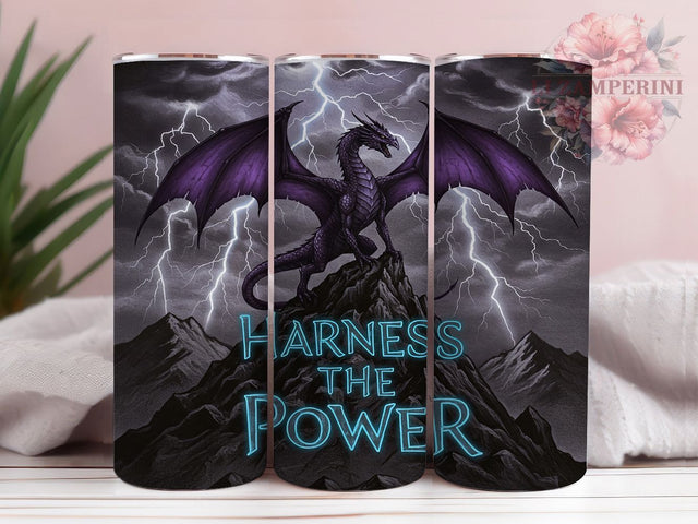 Harness The Power Dragon 20oz Tumbler Wrap, Fantasy Dragon, Mythical Creature Cup, Powerful Dragon Design, Fire-Breathing Beast Wrap, Medieval Fantasy Gift, Sublimation Tumbler Wrap Sublimation Li Zamperini 