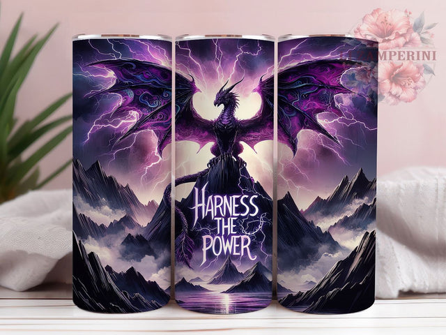 Harness The Power Dragon 20oz Tumbler Wrap, Fantasy Dragon, Mythical Creature Cup, Powerful Dragon Design, Fire-Breathing Beast Wrap, Medieval Fantasy Gift, Sublimation Tumbler Wrap Sublimation Li Zamperini 