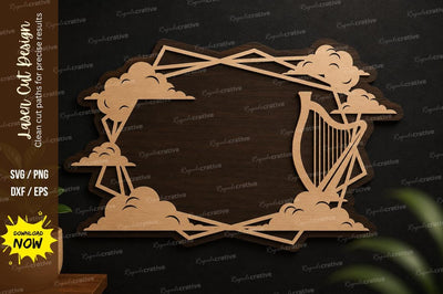 Harp Cloud Frame Laser Cut SVG Design SVG Regulrcrative 