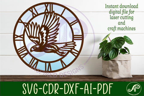 Harris hawk clock wall clock laser cut files SVG APInspireddesigns 