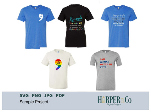 Harris Walz SVG bundle, Kamala, Comma-La, political, vote, democracy, democrat, rainbow, LGBTQ, png eps dxf jpg, t-shirt, cricut, silhouette SVG HarperNCo 