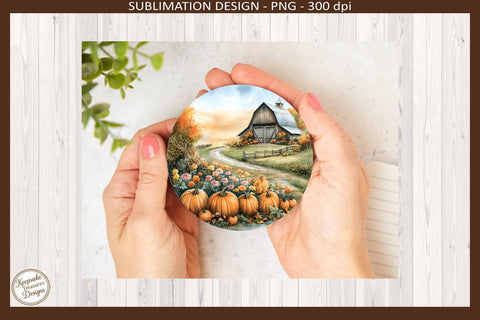 Harvest Blessing Farm Coaster Png Template, Fall Round Coasters Sublimation Design, Thanksgiving Decor, Rustic Home Gift Sublimation Keepsake Treasures Designs LLC. 