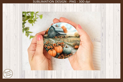 Harvest Blessing Farm Coaster Png Template, Fall Round Coasters Sublimation Design, Thanksgiving Decor, Rustic Home Gift Sublimation Keepsake Treasures Designs LLC. 