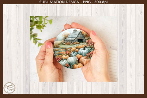 Harvest Blessing Farm Coaster Png Template, Fall Round Coasters Sublimation Design, Thanksgiving Decor, Rustic Home Gift Sublimation Keepsake Treasures Designs LLC. 