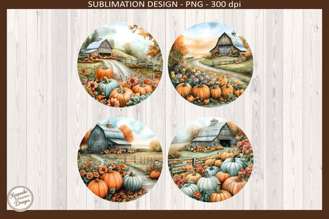 Harvest Blessing Farm Coaster Png Template, Fall Round Coasters Sublimation Design, Thanksgiving Decor, Rustic Home Gift Sublimation Keepsake Treasures Designs LLC. 