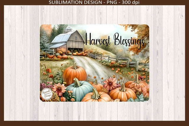 Harvest Blessings Cutting Board Templates PNG, Farmhouse Kitchen Sublimation Design Sublimation Keepsake Treasures Designs LLC. 