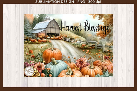 Harvest Blessings Cutting Board Templates PNG, Farmhouse Kitchen Sublimation Design Sublimation Keepsake Treasures Designs LLC. 