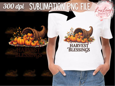 Harvest Blessings Fall Pumpkins Sublimation PNG Sublimation Luvleigh Digitals 
