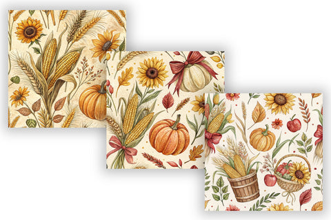 Harvest Festival Digital Paper Pack, Seamless Watercolor Pattern Bundle, Printable Scrapbook Paper, Rustic Autumn Design Collection Digital Pattern FloridPrintables 
