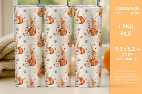 Harvest Pumpkin Tumbler, Fall mug wrap Sublimation KMarinaDesign 