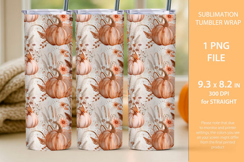 Harvest Pumpkin Tumbler & Mug Wrap Sublimation KMarinaDesign 