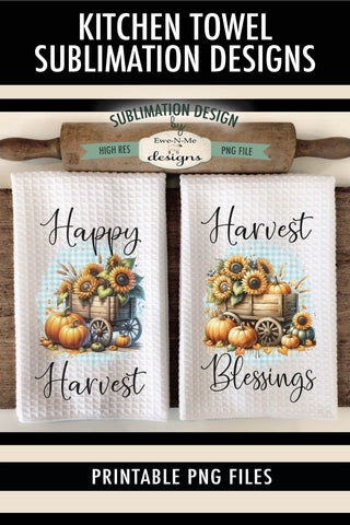 Harvest Pumpkin Wagons | Kitchen Towel Sublimation Design Sublimation Ewe-N-Me Designs 