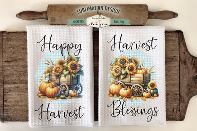 Harvest Pumpkin Wagons | Kitchen Towel Sublimation Design Sublimation Ewe-N-Me Designs 