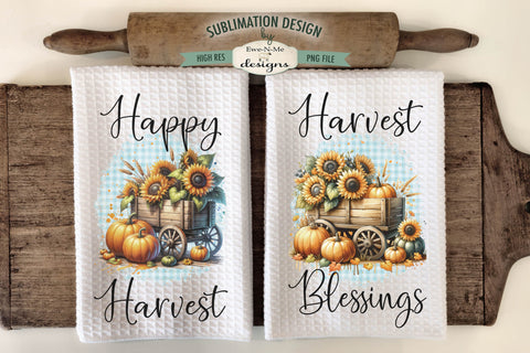 Harvest Pumpkin Wagons | Kitchen Towel Sublimation Design Sublimation Ewe-N-Me Designs 