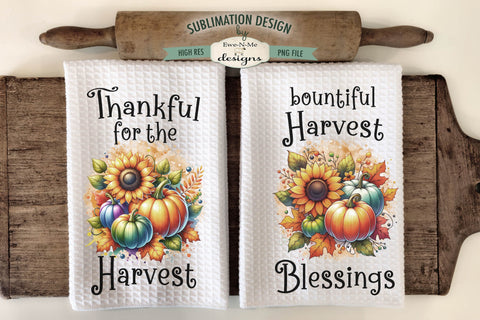 Harvest Pumpkins Kitchen Towel Sublimation PNG Sublimation Ewe-N-Me Designs 