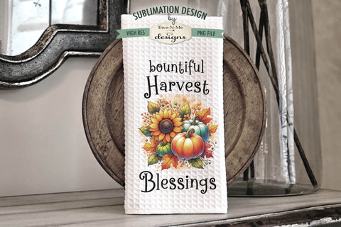 Harvest Pumpkins Kitchen Towel Sublimation PNG Sublimation Ewe-N-Me Designs 