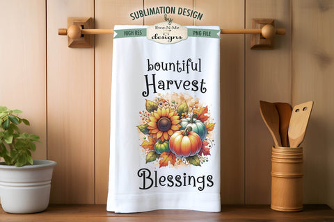 Harvest Pumpkins Kitchen Towel Sublimation PNG Sublimation Ewe-N-Me Designs 