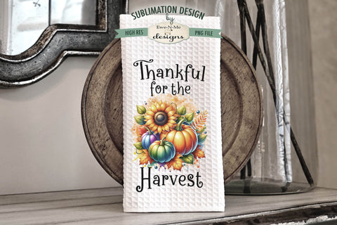 Harvest Pumpkins Kitchen Towel Sublimation PNG Sublimation Ewe-N-Me Designs 