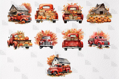 Harvest Red Pickup Truck PNG Clipart Sublimation Fine Purple Elephant Creations 