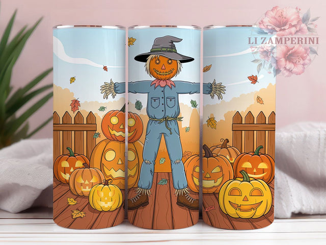 Harvest Scarecrow Fall Tumbler Wrap, Fall Tumbler Design, 20oz Sublimation, Autumn Scarecrow Cup, Harvest Mug Wrap, Cute Fall Drinkware, Thanksgiving Tumbler Sublimation Li Zamperini 