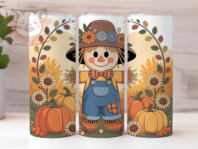 Harvest Scarecrow Fall Tumbler Wrap, Fall Tumbler Png, 20oz Skinny Tumbler, Sublimation Download, Harvest Tumbler Design, Farmhouse Tumbler, Autumn Tumbler Design Sublimation Lara' s Designs 