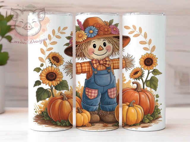 Harvest Scarecrow Fall Tumbler Wrap, Fall Tumbler Png, 20oz Skinny Tumbler, Sublimation Download, Harvest Tumbler Design, Farmhouse Tumbler, Autumn Tumbler Design Sublimation Lara' s Designs 