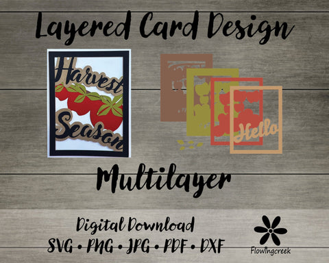 Harvest Season 3D Layered Greeting Card SVG Cut File 3D Paper Flowingcreek 