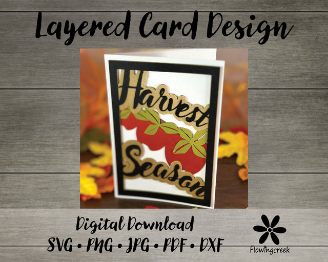 Harvest Season 3D Layered Greeting Card SVG Cut File 3D Paper Flowingcreek 