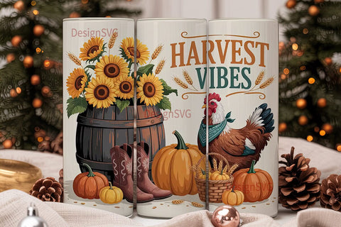 Harvest Vibes 20oz Tumbler Wrap Sublimation DesignSVG 