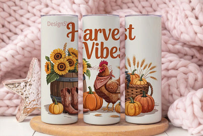 Harvest Vibes 20oz Tumbler Wrap Sublimation DesignSVG 